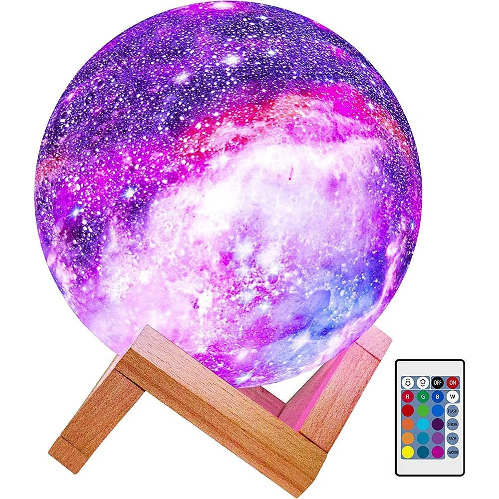 3D Printing Moon Light Galaxy  Light Colorful 3D Galaxy Moon Lamp – Rechargeable LED Night Light for Kids & Adults