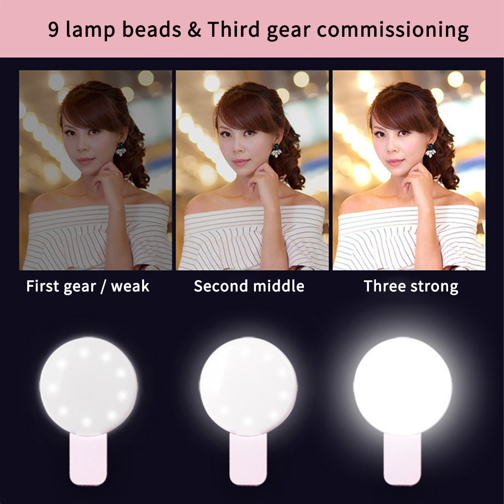 Mini Fill Light For Beauty Selfie Round Live Clip External LEDmini Small Q Mobile Phone Selfie Fill Light Small Mobile Selfie Light – Clip-On Round LED Fill Light for Beauty & Vlogging