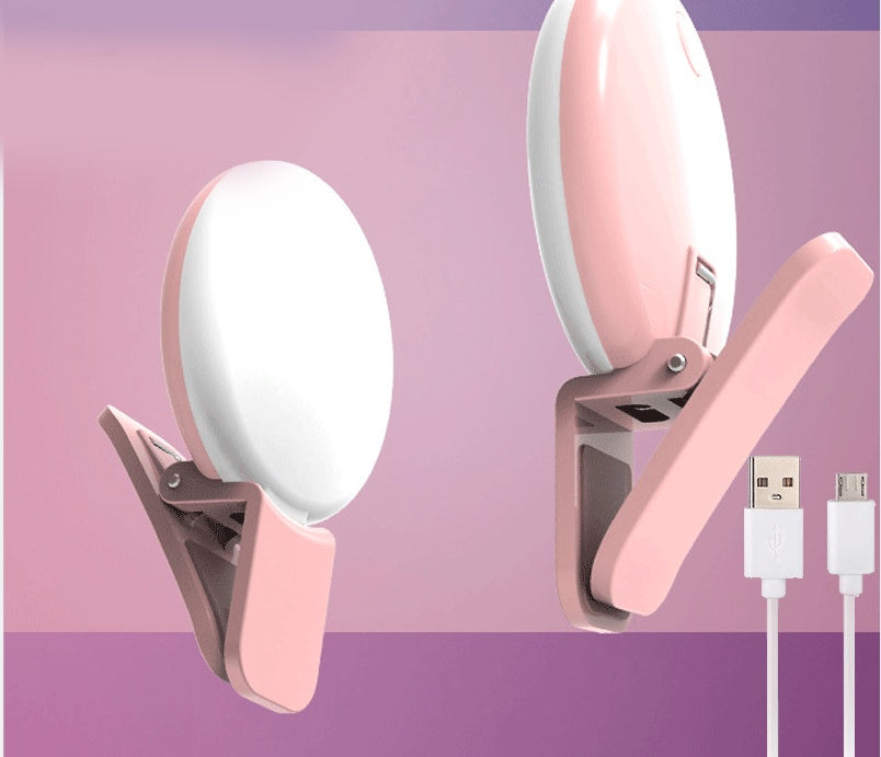 Mini Fill Light For Beauty Selfie Round Live Clip External LEDmini Small Q Mobile Phone Selfie Fill Light Small Mobile Selfie Light – Clip-On Round LED Fill Light for Beauty & Vlogging