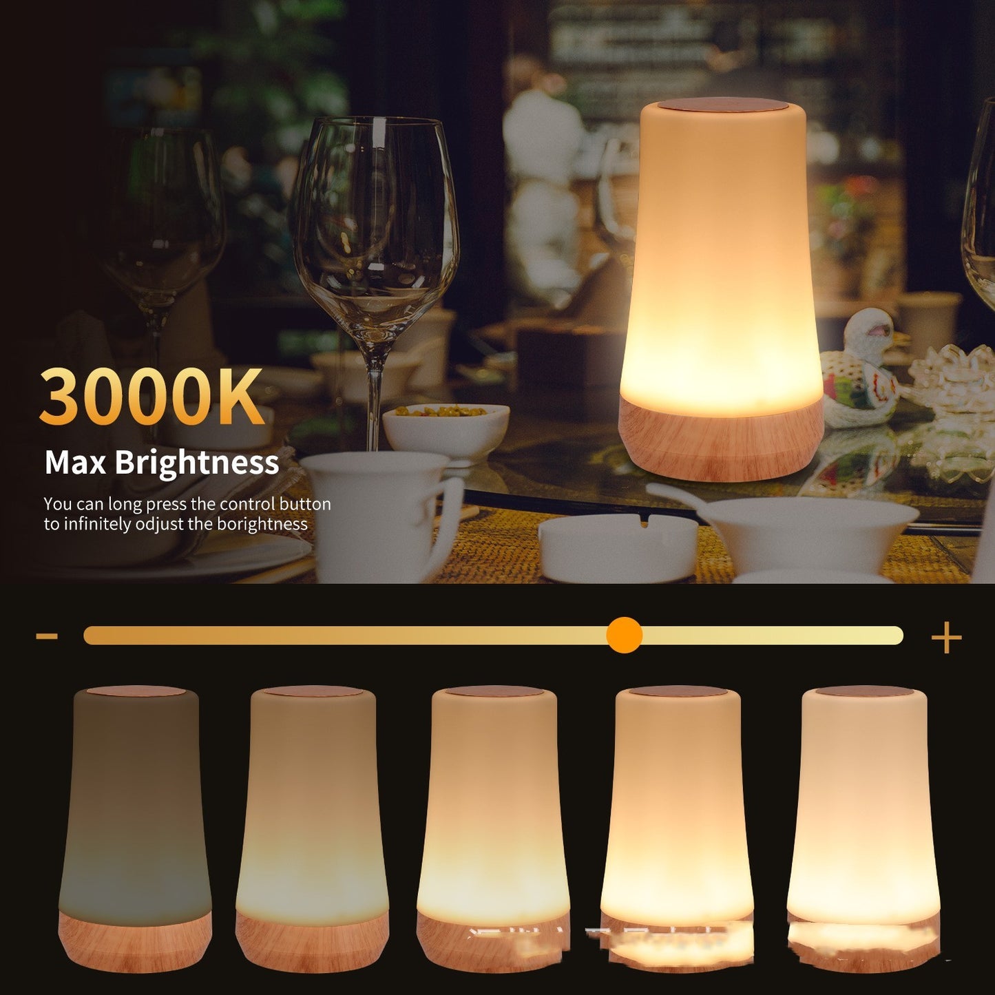 Creative Wood Grain Touch Remote Control Seven-color Ambience Light Touch & Remote LED Ambience Light – Wood Texture, 7-Color Changing Mood Lamp