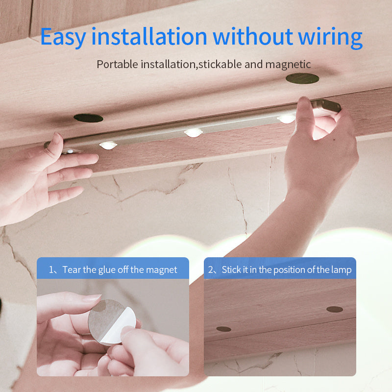 Motion Sensor Lamp Under The Cabinet Dimmable Cabinet Lamp Rechargeable Magnetic Suction Installation Kitchen Night Light Wardrobe Lamp Motion Sensor Under Cabinet Light – Dimmable, Rechargeable LED Lamp with Magnetic Installation