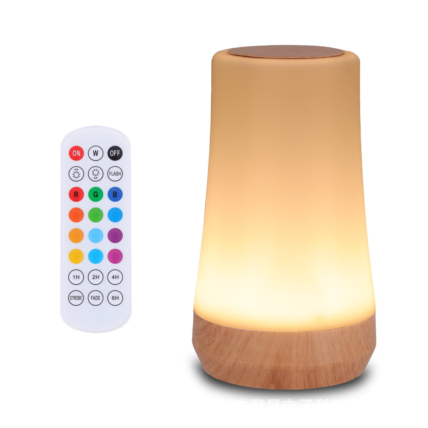 Creative Wood Grain Touch Remote Control Seven-color Ambience Light Touch & Remote LED Ambience Light – Wood Texture, 7-Color Changing Mood Lamp